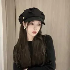 残り２点♡　ブラック　キャスケット　帽子　小顔効果　ベレー帽　ハンチング帽　韓国