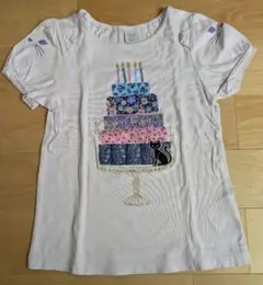 アナスイミニ　ケーキと猫の刺繍 Tシャツ　130cm