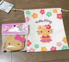 【2点】 日焼けキティ　巾着　つけまつげケース