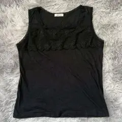 美品✨【Cànal Ave.】ブラックノースリーブトップス レース タンクトップ
