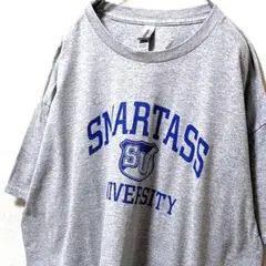 ギルダン スマートアス大学 ロゴ Tシャツ グレー 灰色 XL 古着