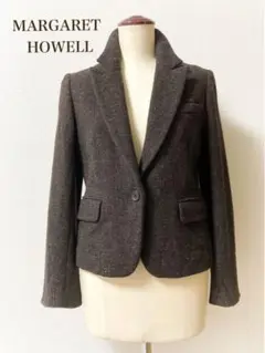 MARGARET HOWELL ツイードウールジャケット サイズⅡ ブラウン