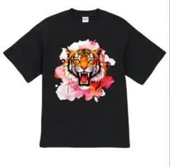 迫力の虎 × 水彩風｜United Athle Tシャツ M・L・XL ブラック