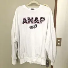 ANAP エルフ荒川 コラボ ＧＡＬＭＩＮＤスウェット 白 ピンク 長袖