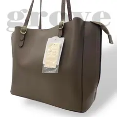 新品未使用　A4収納　grove グローブ　トートバッグ　ビジネス　レザー　茶