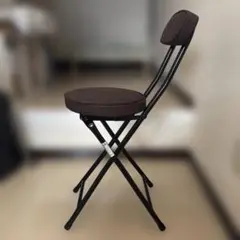 ダークブラウン 折りたたみスツール背も たれ付き