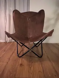 バタフライチェア ブラウン レザー