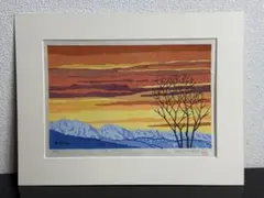 No818 宮浦真之助 木版画　夕映え　真作保証