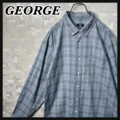 GEORGE ジョージ チェック ボタンダウン 長袖シャツ USサイズ XL