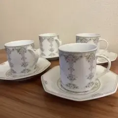【レトロ食器】Noritake(ノリタケ) カップ&ソーサー　4個セット。