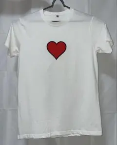 ハートプリント ホワイト Tシャツ L
