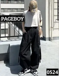 0524 PAGEBOY ハイウエストベルトカーゴパンツ ブラック