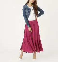 rienda♡ モイストサテンティアードフレアジャストウエストスカート 新品