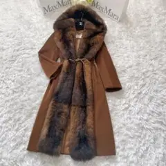 極美品⭐️最高級白タグ MaxMara ファーコート フード カシミヤ Lサイズ