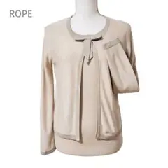 ROPE ロペ アンサンブル リボン ラメ ベージュ カーディガン インナー M