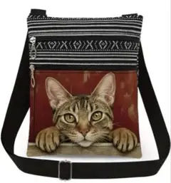 (新品) 可愛い猫イラストショルダーバック