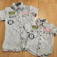 兄弟コーデ 半袖シャツ グレー S,XL
