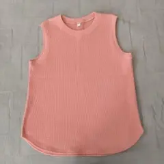 ユニクロ レディース ワッフル ノースリーブ 半袖 ピンク М 美品