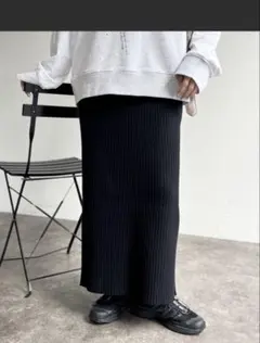 CPCM しっかりリブナロースカート　ブラック　Sサイズ