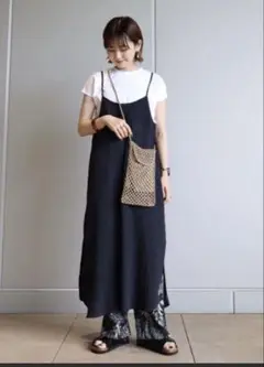 【新品未使用】AMERICAN HOLICワッシャーキャミワンピース　ブラック