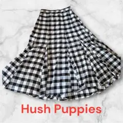 Hush Puppies チェック柄 フレアロングスカート サイズL