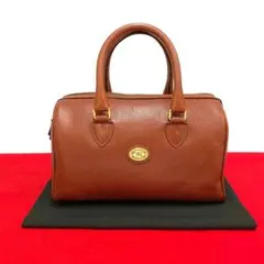 極 美品 バーバリー レザー ノバチェック ボストンバッグ ハンドバッグ 茶