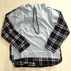 まとめ買い歓迎❤️トレンド チェック柄フーディー プチプラ 現代 グレー Lサイズ