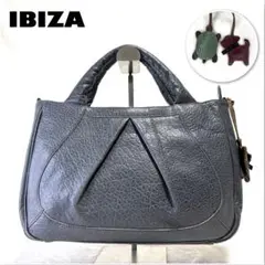 ⭐︎【完売品×極美品】IBIZA ハンドバッグ シボ革 グレー チャーム