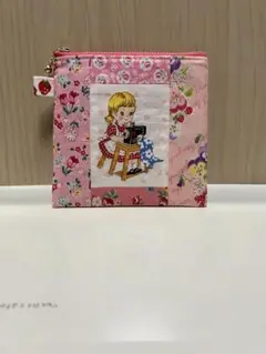 ハンドメイド　フラットポーチ　ソーイングガール　松山敦子さん生地