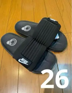 26cmナイキ　オフコートサンダル　アジャスト　ベルクロ　ベナッシ　ブラック黒色