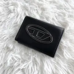 美品 DISEL ディーゼル 三つ折り財布 デカロゴ レザー ブラック