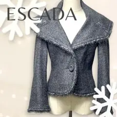 ESCADA エスカーダ レディースジャケット ボリューム襟 グレー サイズ34
