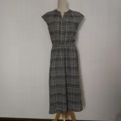 チェック柄ノースリーブロングワンピース