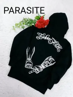 【美品】パラサイト PARASITE 両面プリント パーカー ブラック