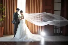 ホワイトチュール ロングウェディングベール