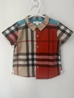 【美品】子供服Burberry 半袖シャツ マルチカラー チェック柄