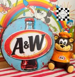 ルートビア㉘　A&W ブリキ看板　アメリカン雑貨　看板　アメリカンガレージ