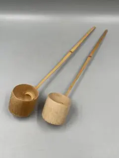柄杓 茶杓 2点1セット 茶道具 茶器 茶事 竹製 竹工芸 竹細工