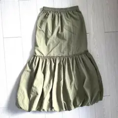 オリーブ色 バルーンスカート ゴムウエスト