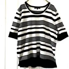 TRANSWARK Tシャツ ボーダー　半袖　 黒グレー　44