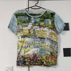 美品　NICE CLUB 風景画プリント 半袖Tシャツ　柄半袖　柄トップス