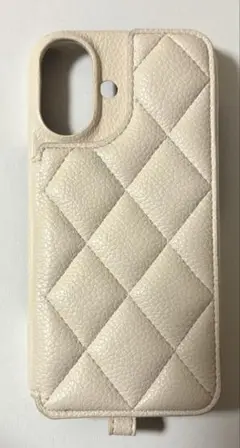 iphone16手帳型ケース アイボリー キルティング