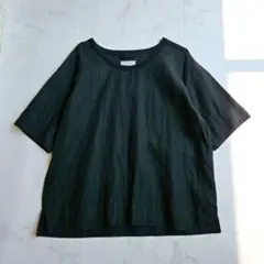 マーガレットハウエル　半袖リネンTシャツ　黒　麻100%　リネン