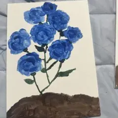 子供が描いた絵　青い薔薇　夏休み　自由研究