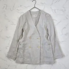 極美品✨IENA フレンチリネンツイルWブレストジャケット 38