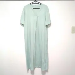 【美品】ミントグリーン Vネック 半袖 ロングワンピース　ドマーチェ