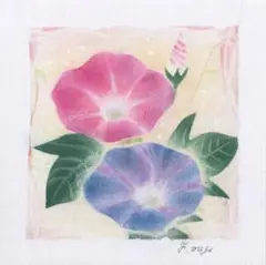 手描きのパステル画『朝顔』(イラスト)