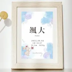 NEWデザイン【即日〜翌日発送】オーダー命名書 ブルー　くま　101