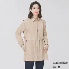 GU 2wayレイヤードチュニックシャツ　ベージュ　M