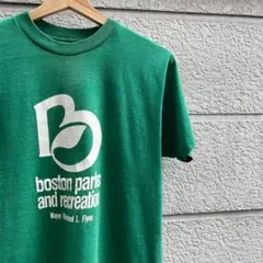80s USA古着 緑 プリントTシャツ 半袖 シングルステッチ vintage